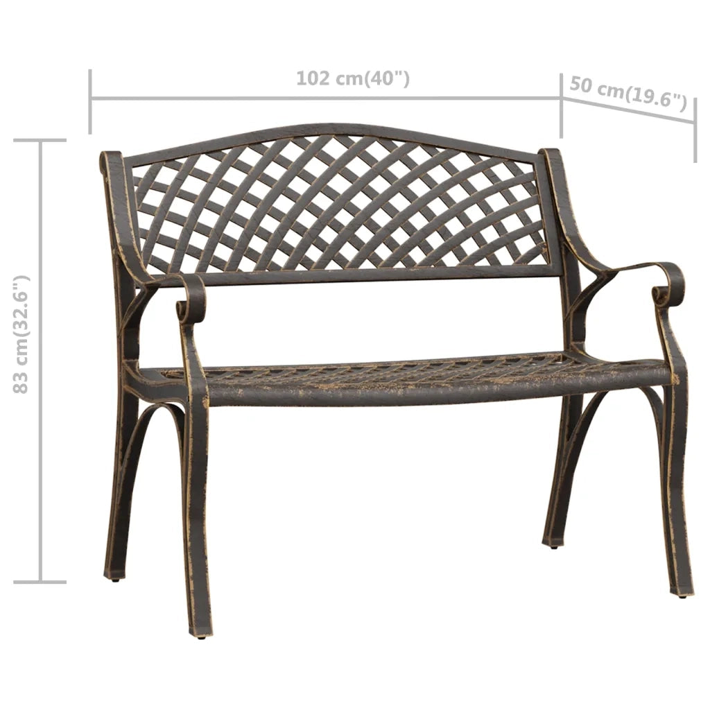 Panchina da Giardino 102 cm in Alluminio Pressofuso Bronzo 317747