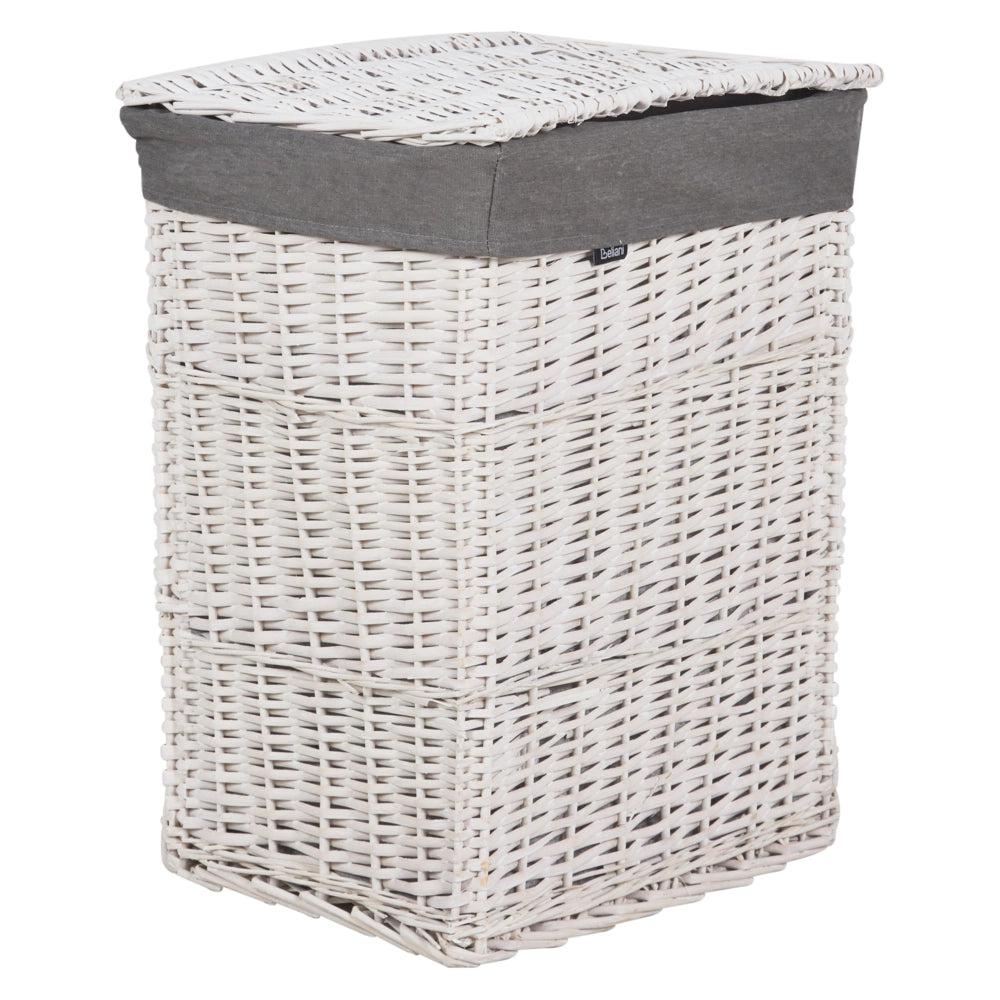 Cestino portaoggetti in bambù grigio con coperchio Cestino per biancheria Accessori pratici lavanderia bucato