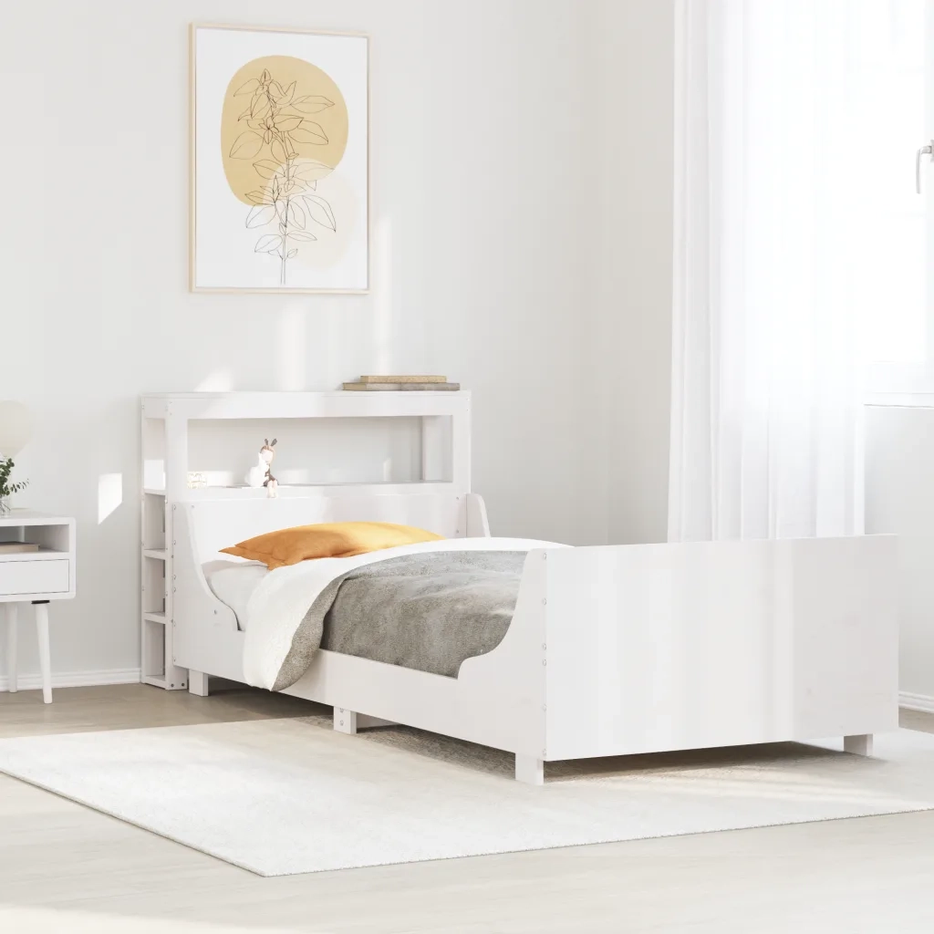 Letto senza Materasso Bianco 75x190 in Legno Massello di Pino 3306484