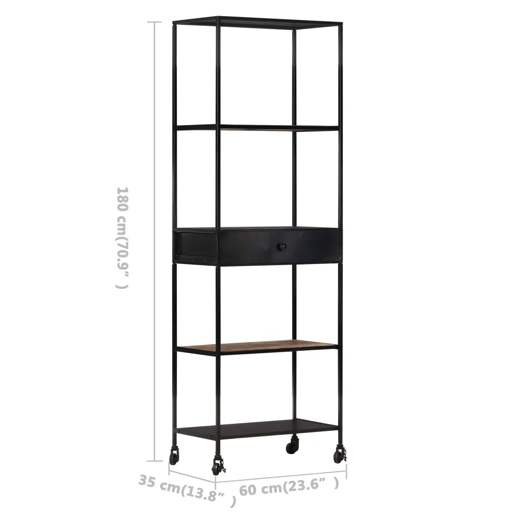 Libreria 60x35x180 cm in Legno di Mango Grezzo e Ferro cod mxl 19255
