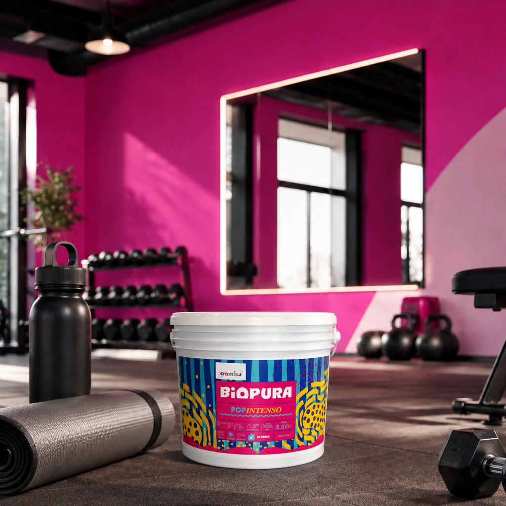 Popintenso palestra e decori interni pittura murale lavabile e coprente cromika *** formato 2.5 lt, colore- fucsia fo...