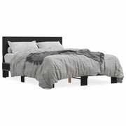 Letto matrimoniale | Letto per adulti | Giroletto Nero 120x200 cm in Legno Multistrato e Metallo