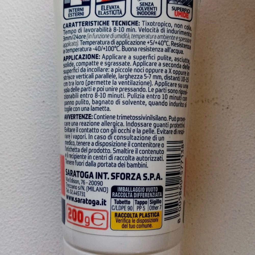 Saratoga unicum high tack 130gr colla di montaggio bianca verniciabile