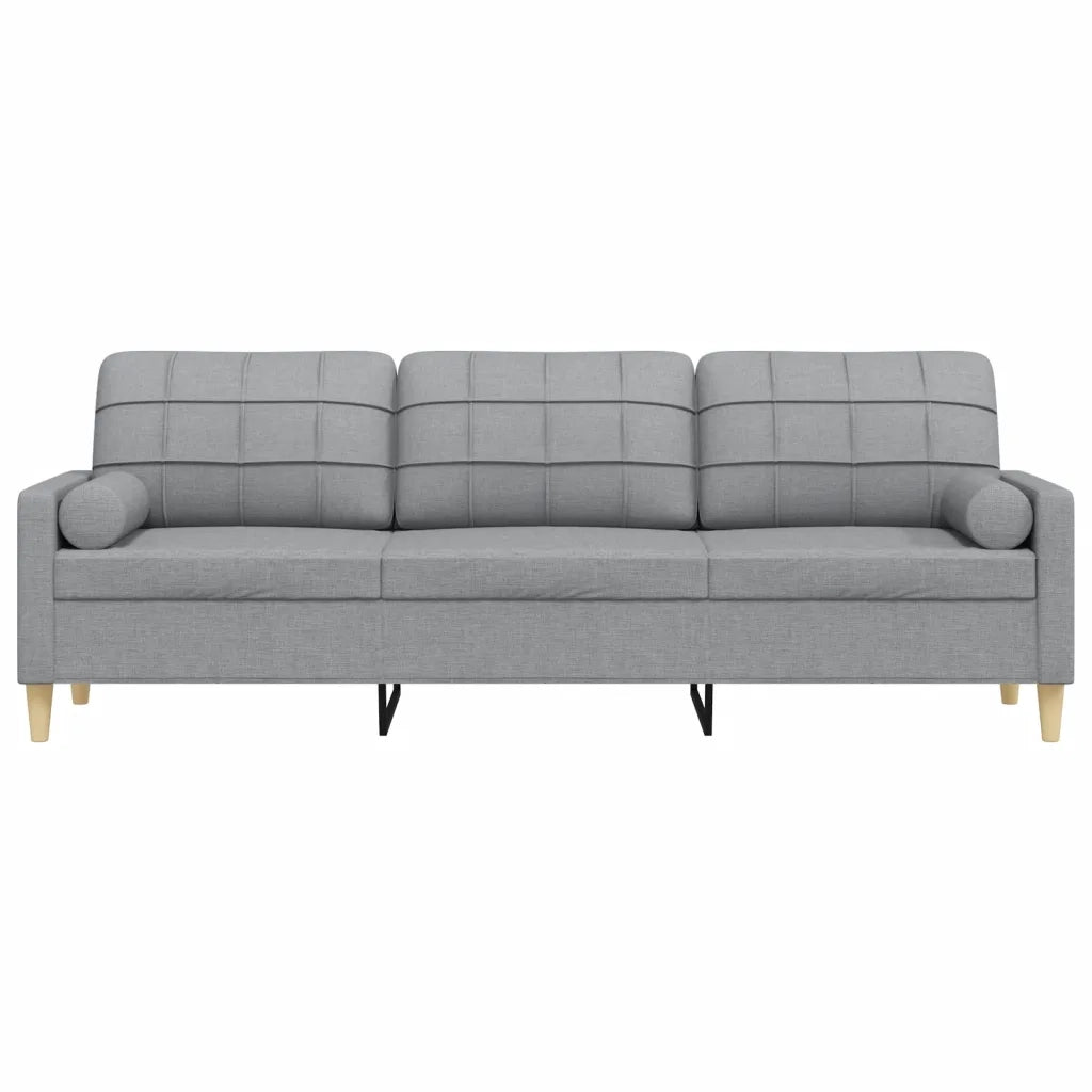 Divano a 3 Posti con Cuscini Grigio Chiaro 210 cm in Tessuto 3278201