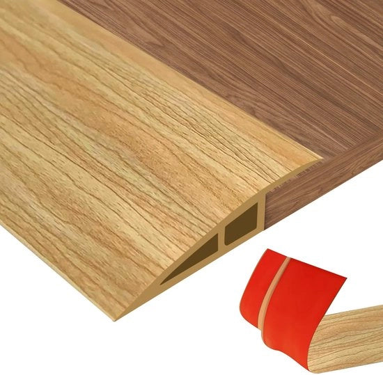 Profilo di copertura porta in PVC, profilo di transizione autoadesivo con regolazione di altezza da 10-15 mm, profilo di transizione per pavimenti per l'unione di pavimenti e tappeti, soglia di transizione per pavimenti in piastrelle da 1M