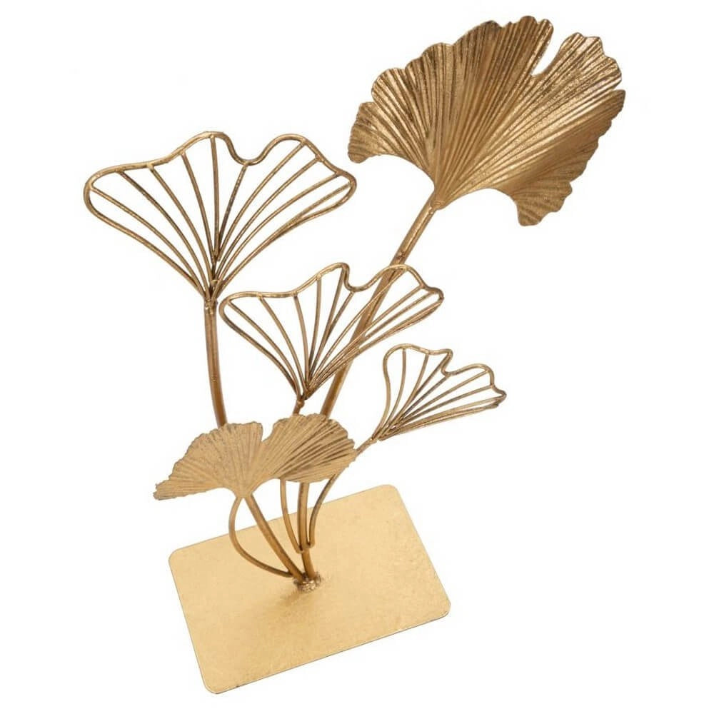 Soprammobile moderno in metallo dorato con foglie di ginkgo - GINKIS