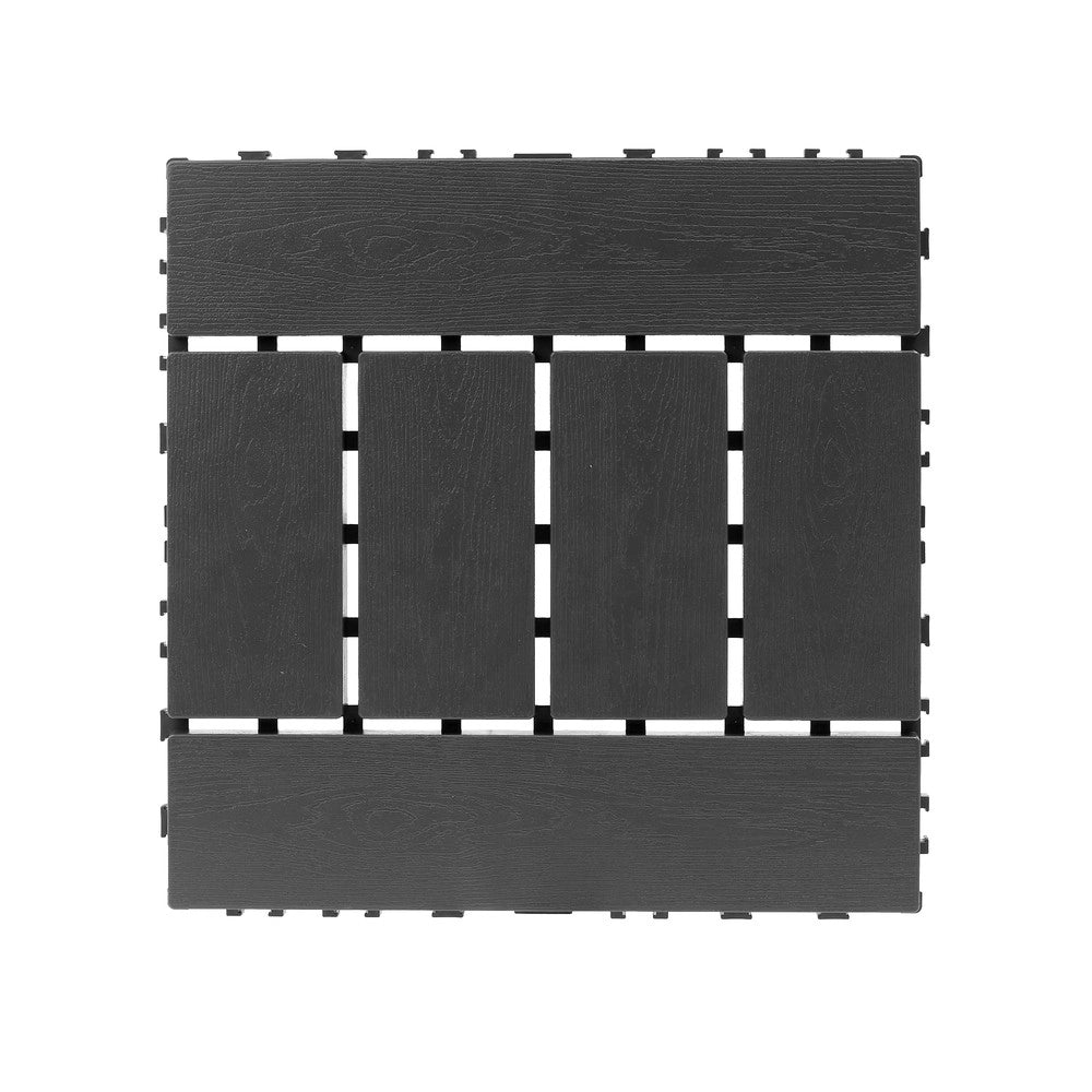 Piastrelle da Pavimento Interlocking per Esterni ¨C MINIMAL ¨C 44 pcs, Grigio Scuro, Balcone e Terrazza