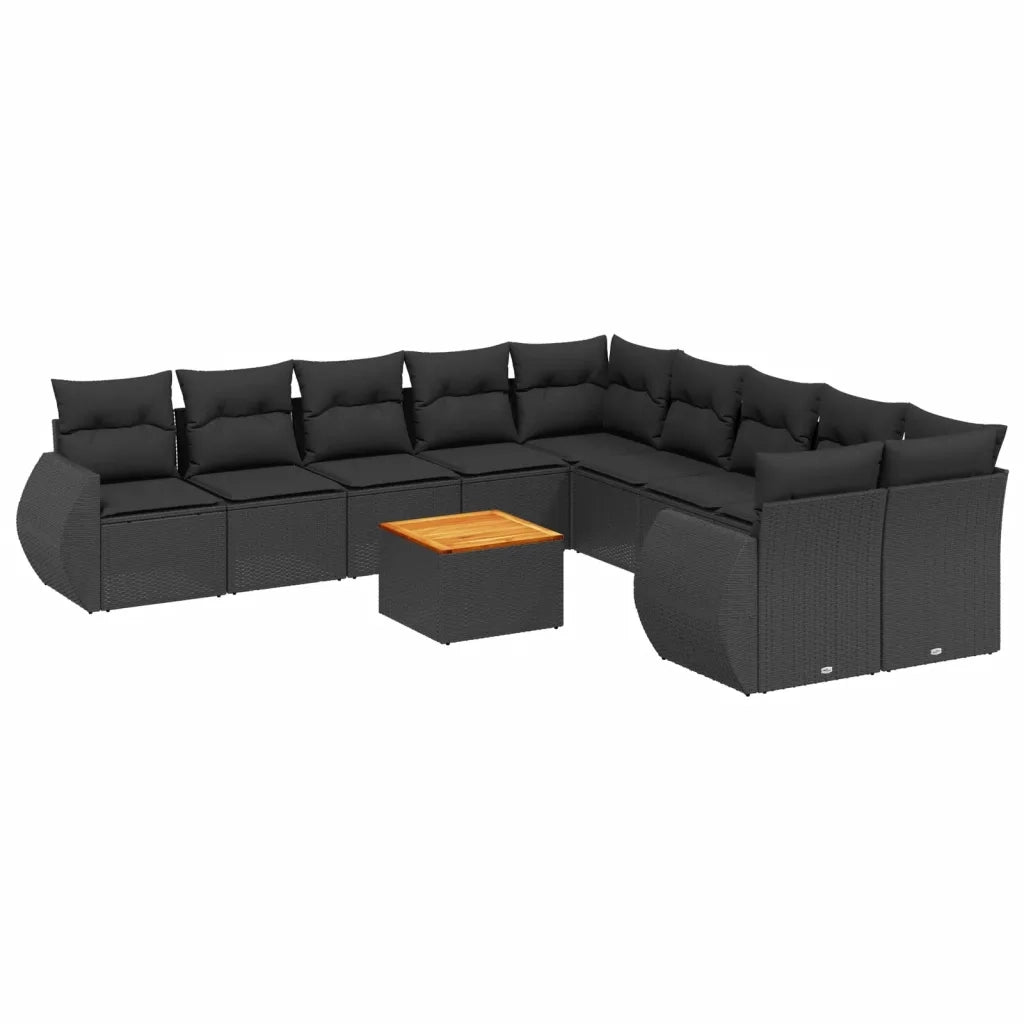 Set Divani da Giardino 11 pz con Cuscini in Polyrattan Nero 3257525