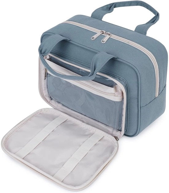 Borse da toeletta per donne, grandi borse da toeletta, borsa cosmetica per donne, grandi borse da toeletta, borsa make-up per uomini e full size (grigio blu)