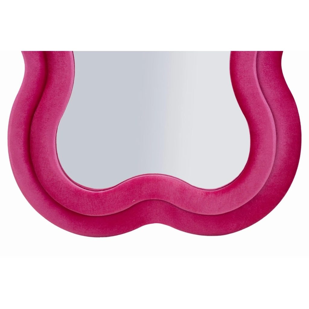 Specchio da parete Miki XL con cornice in velluto fucsia