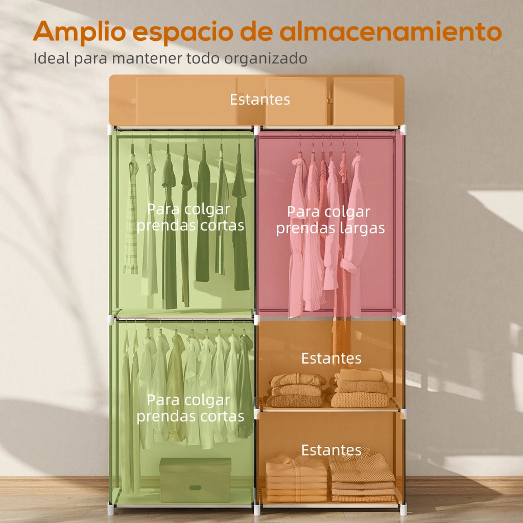 Armadio Aperto con Ripiani e Appendiabiti ¨C Zephmum ¨C Crema 142x43x185 cm