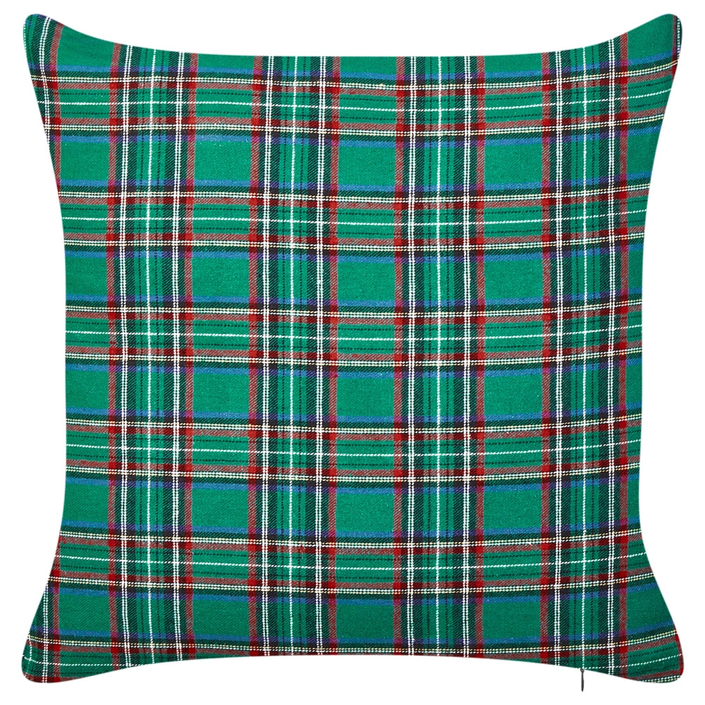 Set di 2 cuscini sparsi in tessuto poliestere verde con motivo natalizio Tartan 45 x 45 cm Accessorio per la decorazione