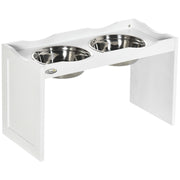 Stazione alimentare per cani con 2 ciotole ¨C zephmum ¨C bianco, acciaio inox, 63x30x24 cm