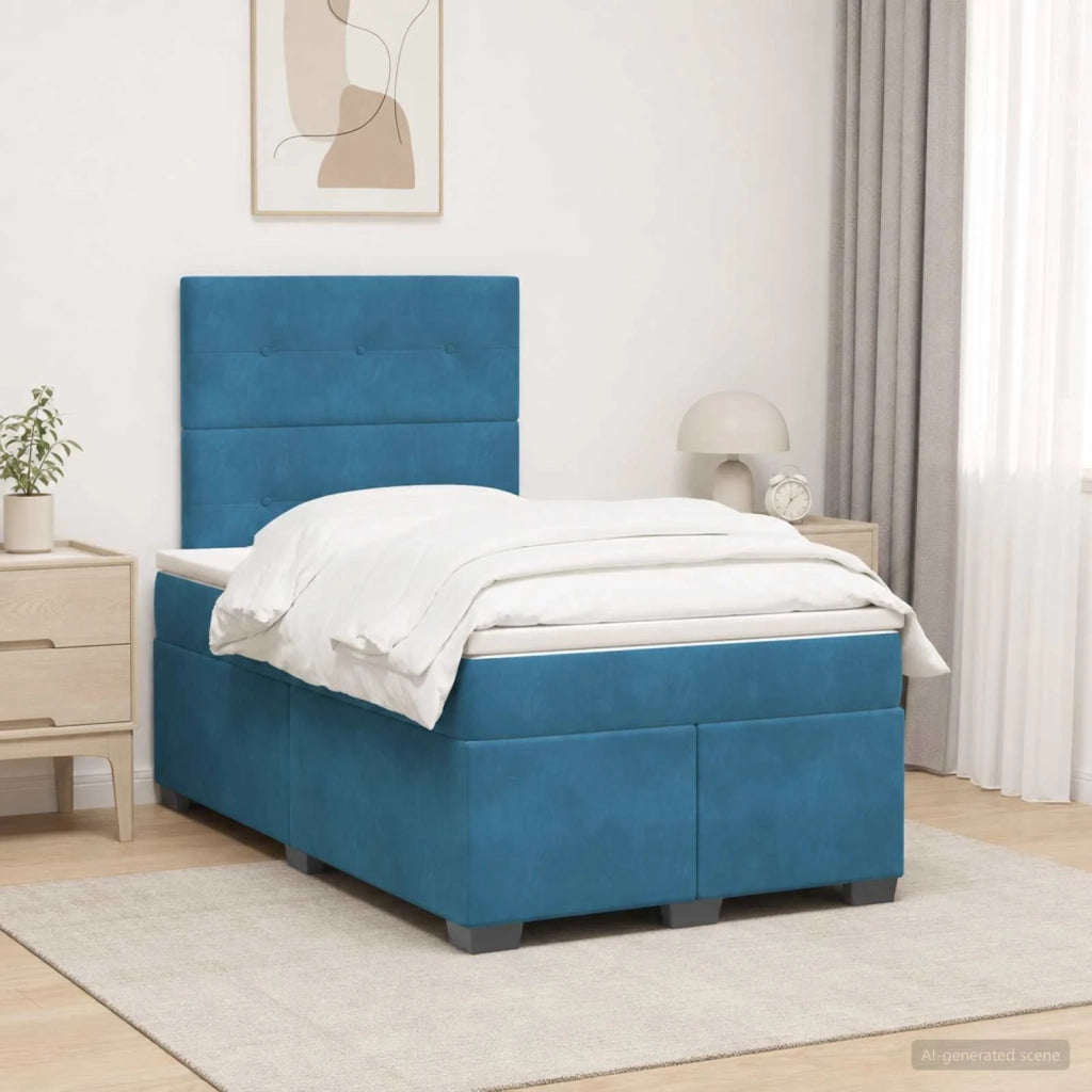 Letto box spring con materasso Blu 120 x 190 cm Velluto 3455070