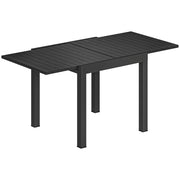 Tavolo da Giardino Allungabile 80-160x80x75 cm per 4-6 Persone con Piano a Doghe in Alluminio Nero