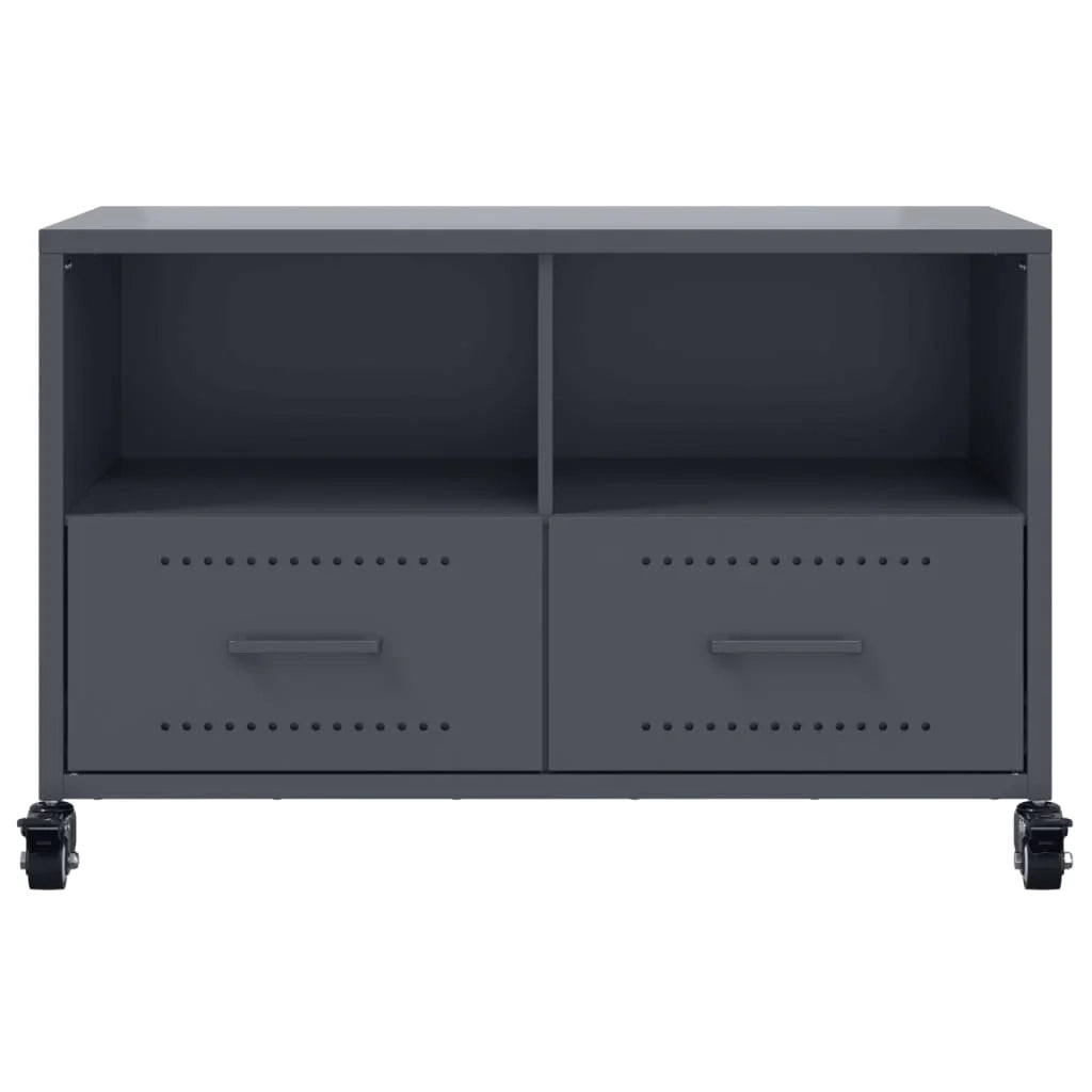 Mobile TV multimediale mensola TV credenza TV sala da pranzo soggiorno camera da letto antracite 68 x 39 x 43,5 cm acciaio antracite 02_0026399