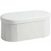 Pouf Contenitore Pieghevole 76x38x35 cm con Vano da 72L e Rivestimento in Velluto Crema