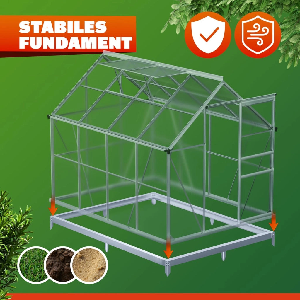 ® Base per Serra 250x190cm in Acciaio Zincato Telaio Serre Ancoraggio a Terra Basi per Serre Fondamenta Telaio Fissaggio al Terreno