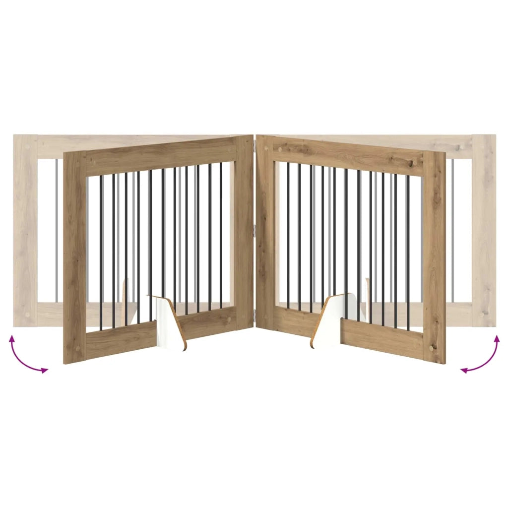 Cancello per cani pieghevole con supporti 2 pz 200,5 cm 892060