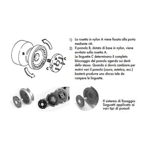 Pomolo fisso per porta SAGUATTI 166/60EB in alluminio argento satinato