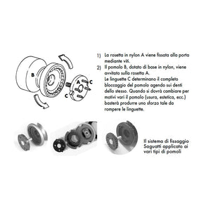 Pomolo fisso per porta SAGUATTI 166/70BB in alluminio oro lucido