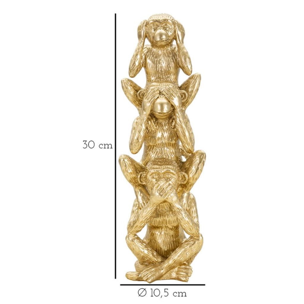Scultura Scimmia 12, Oro, Poliresina, 10,5x10,5x30 cm