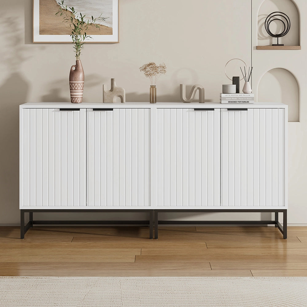 Comò - Xylo - 2 porte a scomparsa maniglie metallo 160x40x80cm