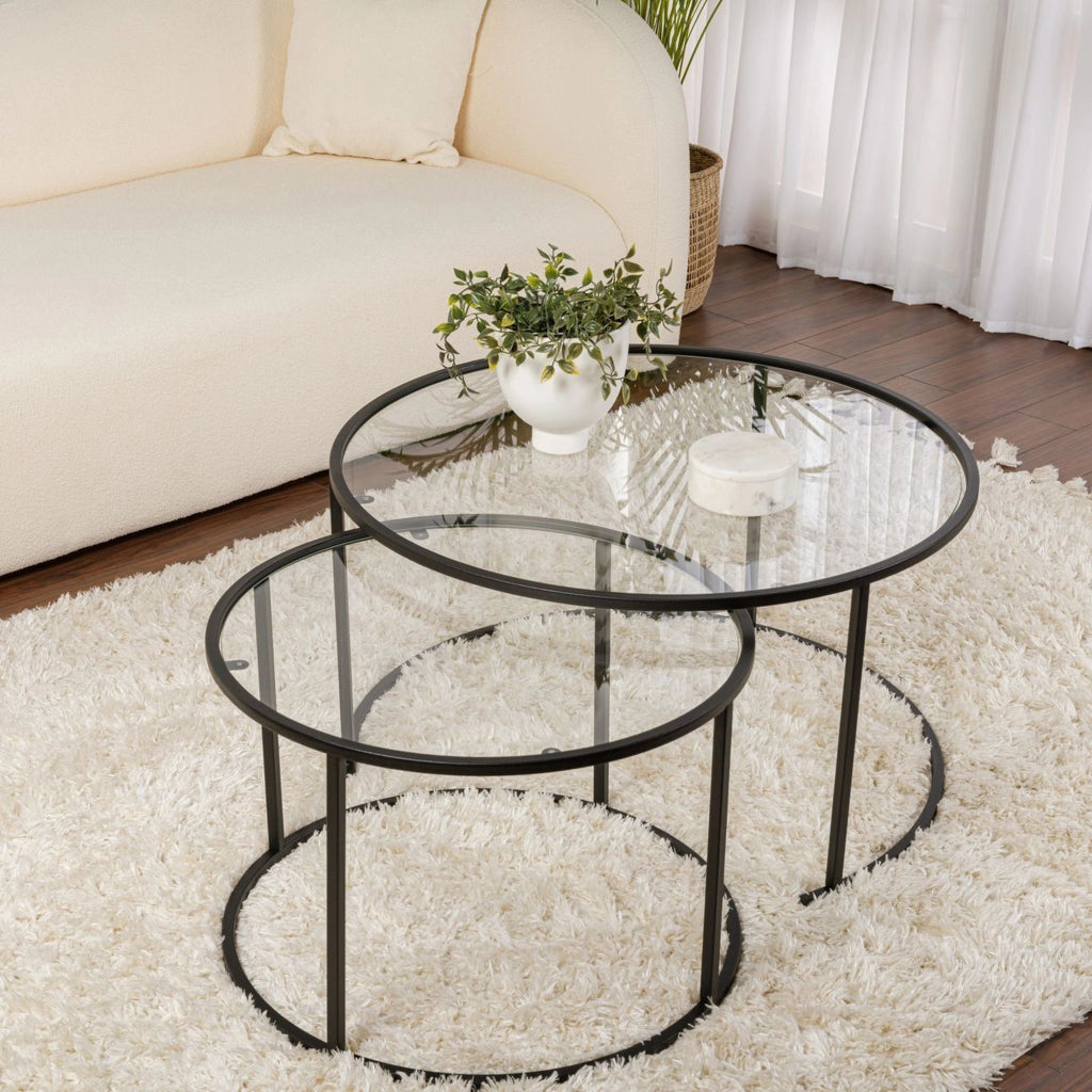 Telti, Tavolino da Salotto Modulabile, 80x80x43h cm Nero