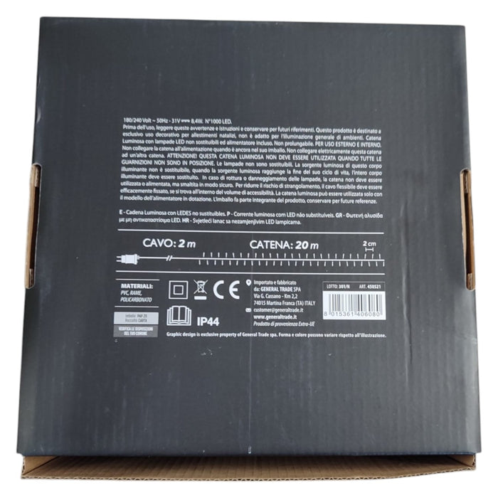 LUCI LED ORO 1000 LED 20 MT INTERNO ESTERNO