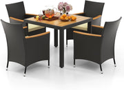 Set di mobili da giardino in rattan, 4 sedie con tavolo, in rattan, per esterni, terrazze, mobili da balcone, set per 4 persone, set da giardino