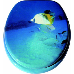 Valdomo sedile wc universale decoro pesci, legno, 39x29x9 cm