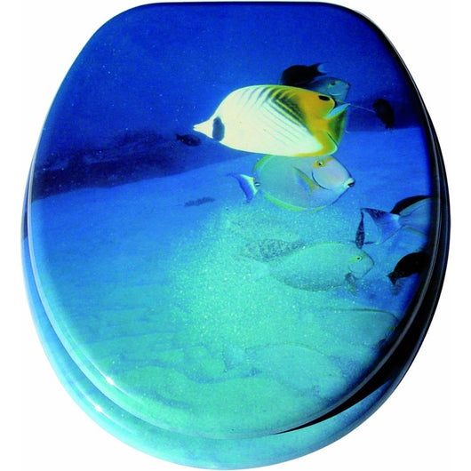 Valdomo sedile wc universale decoro pesci, legno, 39x29x9 cm