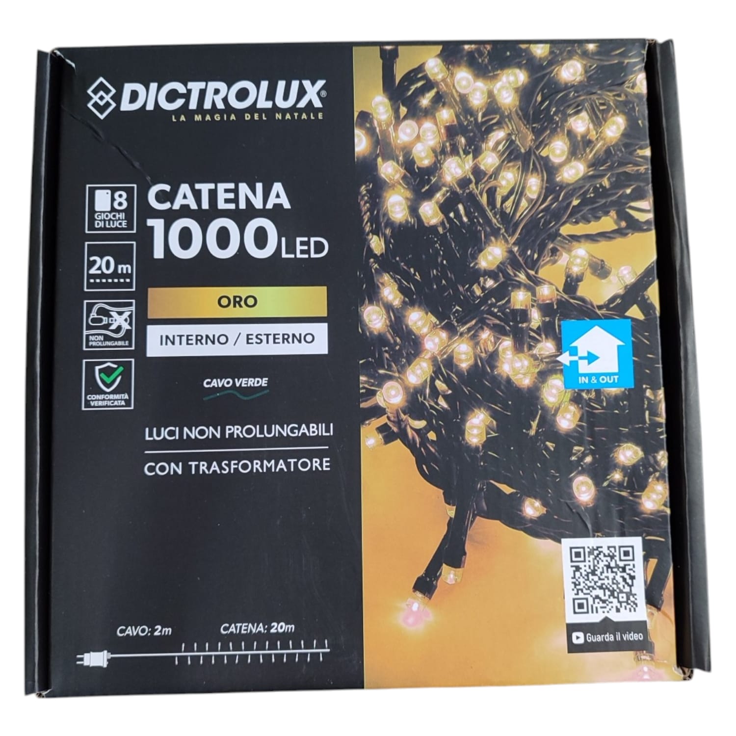 LUCI LED ORO 1000 LED 20 MT INTERNO ESTERNO