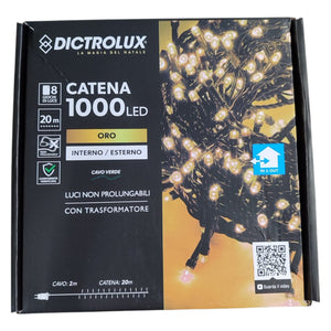 LUCI LED ORO 1000 LED 20 MT INTERNO ESTERNO