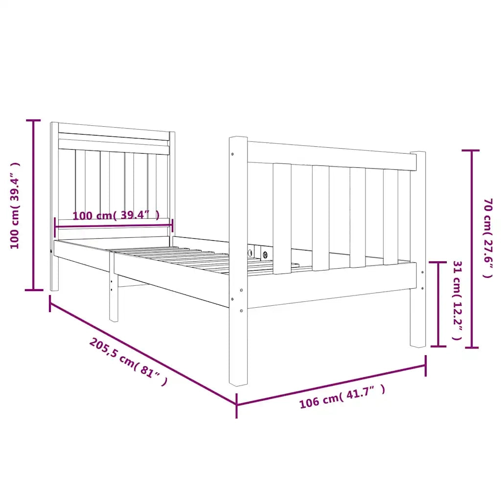 Giroletto-Struttura Letto in Legno Massello 100x200 cm 756339