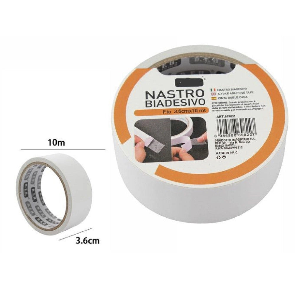 Trade Shop - Nastro Biadesivo Nastri Rotolo Super Resistente 3.6 Cm X 10 Metri 69822 -