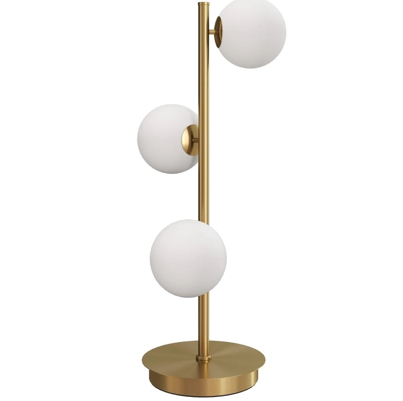Lampada da tavolo 24x24x53 cm finitura ottone, 3 sfere, per camera –
