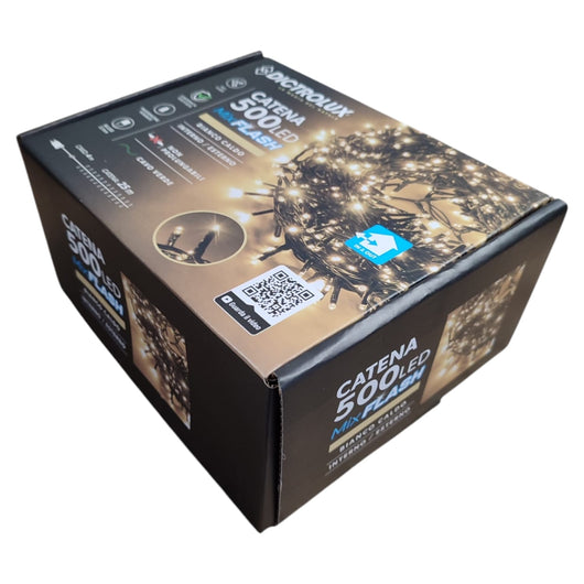 LUCI NATALIZIE 500 LED BIANCO CALDO MIX FLASH INTERNO/ESTERNO IP44 25M