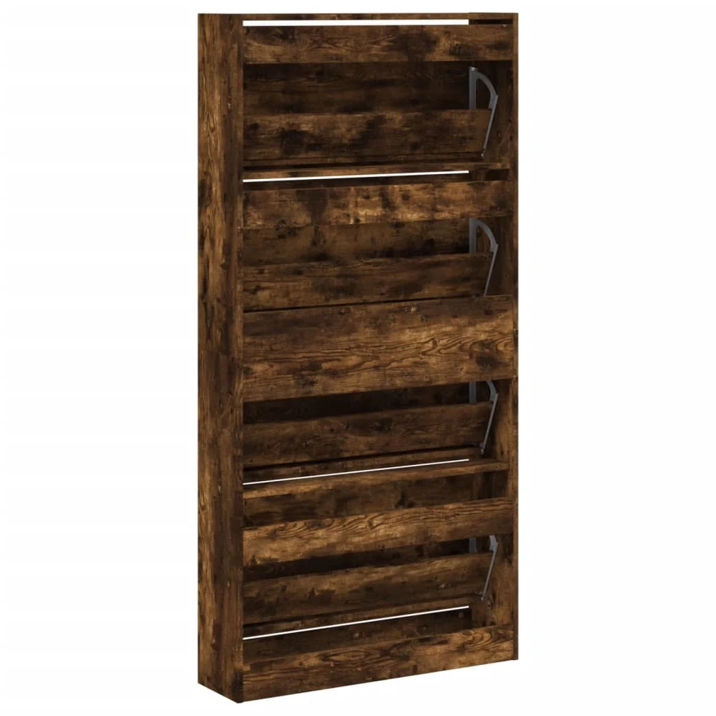 Scarpiera mobile contenitore per scarpe mobile per ingresso/corridoio/soggiorno 4 cassetti a ribalta marrone fumé 02_0021365