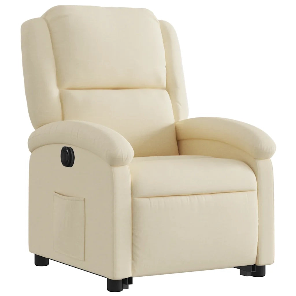 Poltrona Alzapersona Reclinabile Elettrica Crema in Tessuto 3204197