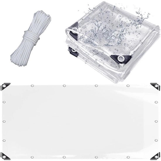 Zonnescherm trasparente impermeabile, protezione da vento e freddo, mantenimento del calore, realizzato in PVC, ripiegabile con corda per gazebo, carport, balcone, serra e altro - 3x4M