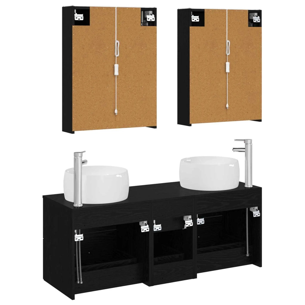 Set di mobili per il bagno 5 pcs Rovere Nero 3407048