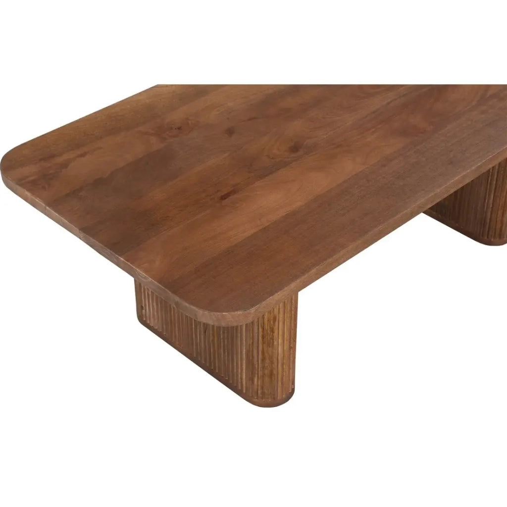 Tavolino basso TALVORA – Legno massello di mango – Tavolino rettangolare 120x60 cm – Design grezzo e naturale