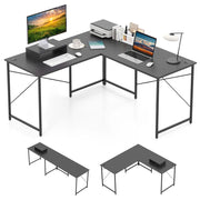 Scrivania computer L 240 cm angolare convertibile supporto monitor-Tavolo ufficio 2 persone metallo robusto lavoro gioco Grigio