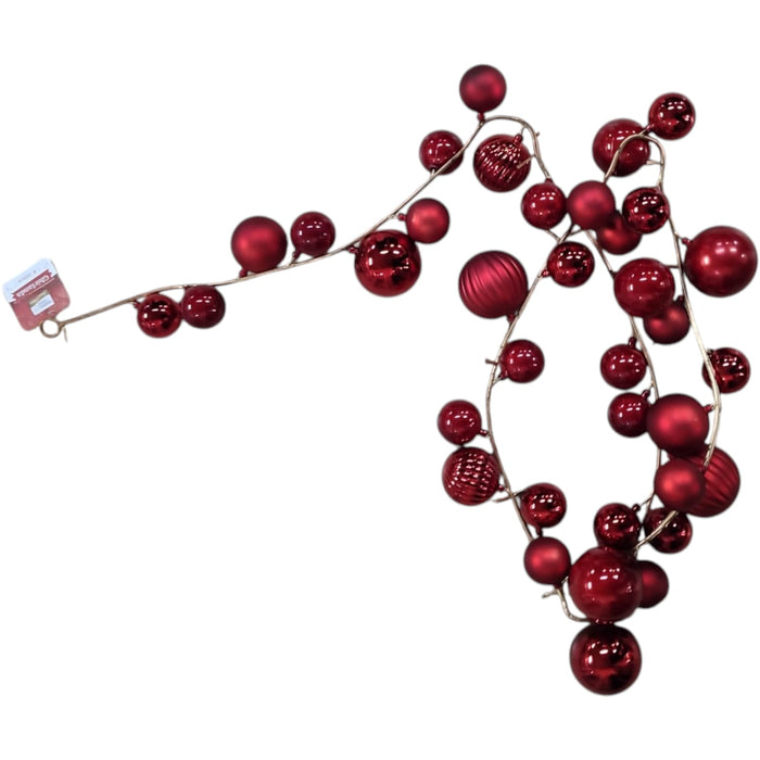 GHIRLANDA CON PALLE ROSSO CM180 SNODABILE