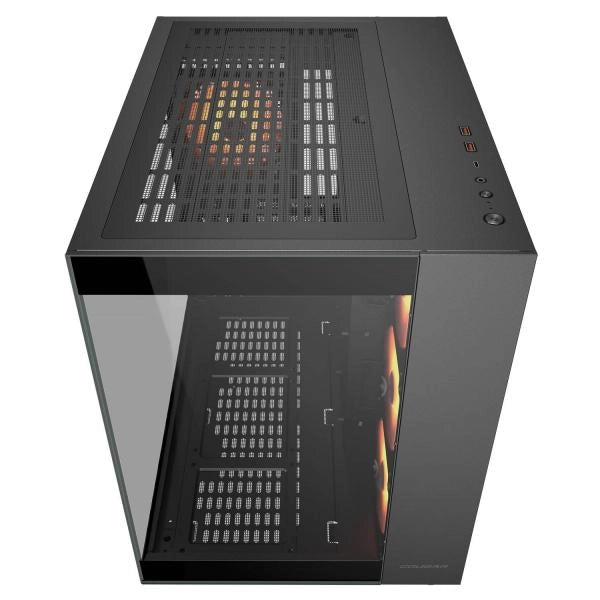 COUGAR FV150 RGB è un case PC nero per gaming compatibile con Mini-ITX, Micro-ATX e ATX. Offre illuminazione ARGB, supporto per 10 ventole e GPU fino a 400 mm. Design elegante e raffreddamento avanzato.