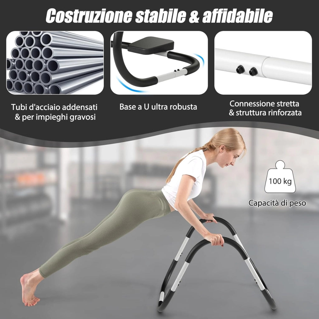 Addestratore per Addominali e Costato con Poggiatesta Imbottito, AB Trainer Ergonomico e Portatile per Allenamento della Forza e Assistente Posizione Seduta da Casa e Palestra