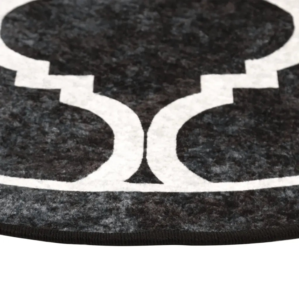 Tappeto Lavabile Nero e Bianco Ã˜ 120 cm Antiscivolo