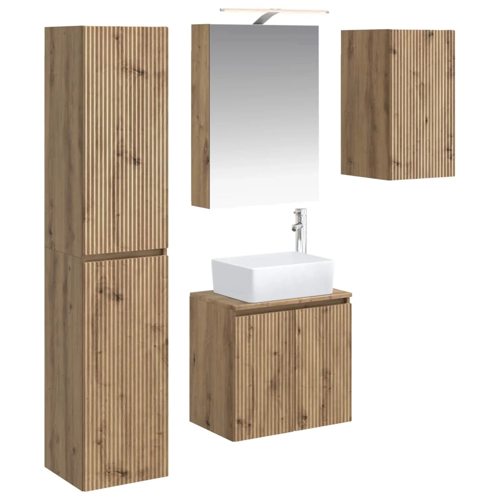Set di Armadi da Bagno 5 pcs Rovere Artigianale 3407318