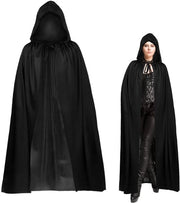 Cappotto da Halloween da 170 cm - Nero con Cappuccio - Cappotto da Vampiro - Cappotto da Cosplay - Leggero e Comodo